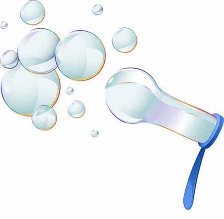 blowing soap bubbles