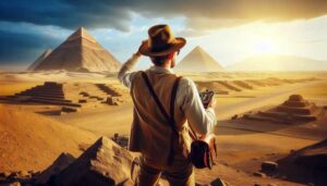 Archaeologist-outside-pyramids